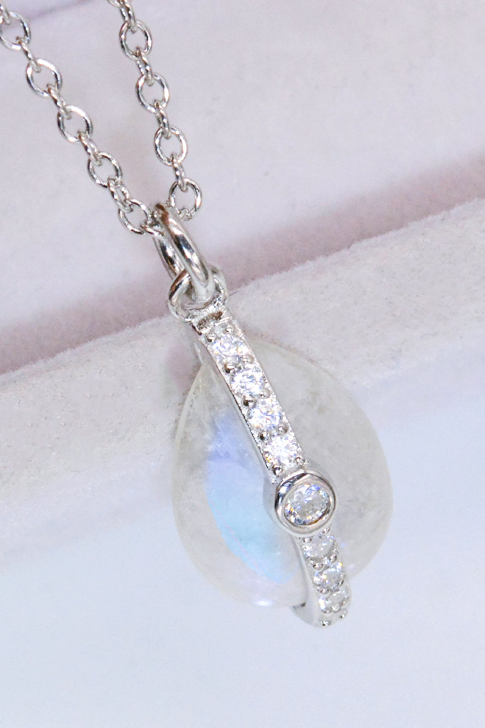Natural Moonstone and Zircon Pendant Necklace - Cheeky Chic Boutique