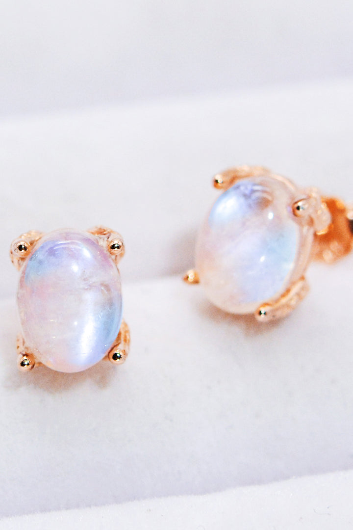 Natural Moonstone 4-Prong Stud Earrings - Cheeky Chic Boutique