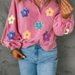 Flowers in Bloom Sequin Sweater - Cheeky Chic Boutique