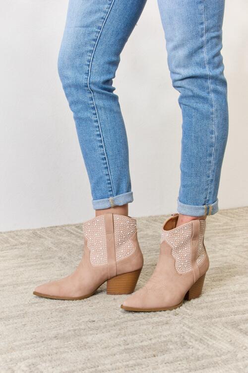 Small Town Girl Rhinestone Ankle Cowgirl Booties - Cheeky Chic Boutique