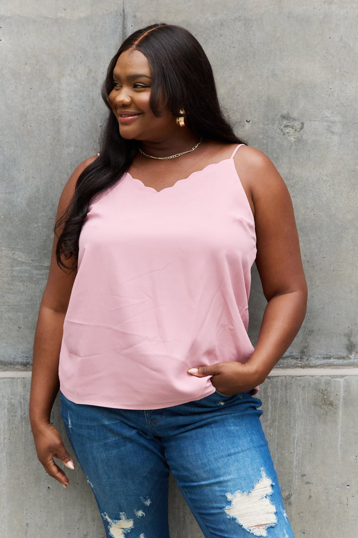 Sweet Lovely By Jen Full Size Scalloped Cami in Rosewood - Cheeky Chic Boutique