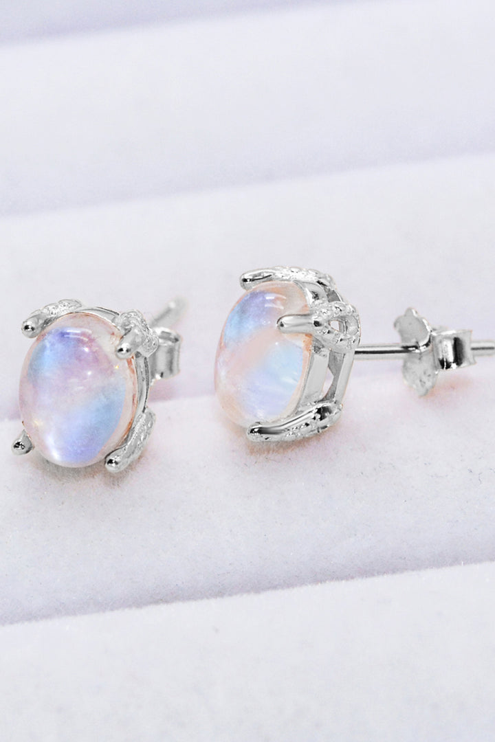 Natural Moonstone 4-Prong Stud Earrings - Cheeky Chic Boutique