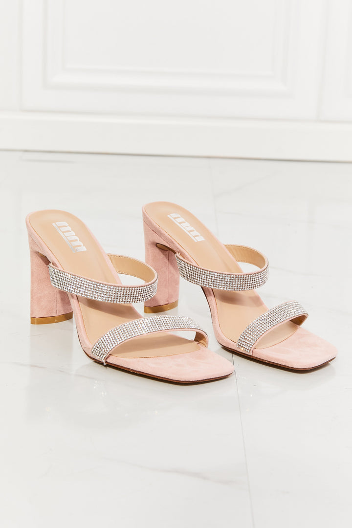 MMShoes Leave A Little Sparkle Rhinestone Block Heel Sandal in Pink - Cheeky Chic Boutique