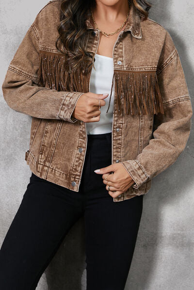 Into the Mountains Fringe Denim Jacket - Cheeky Chic Boutique