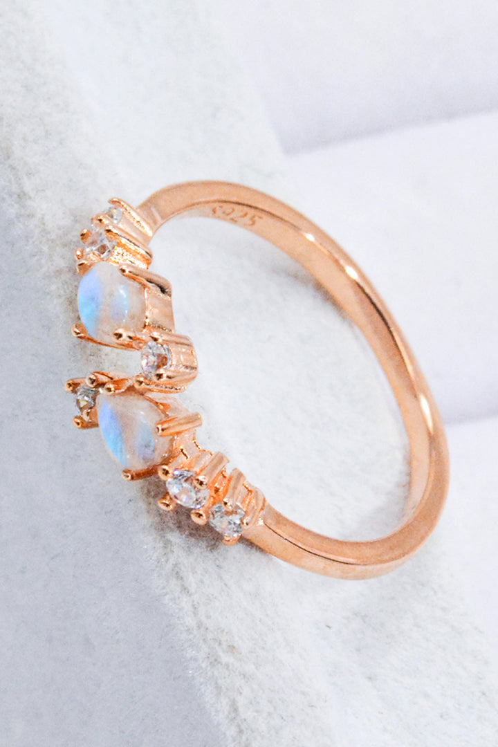 Natural Moonstone and Zircon Open Ring - Cheeky Chic Boutique