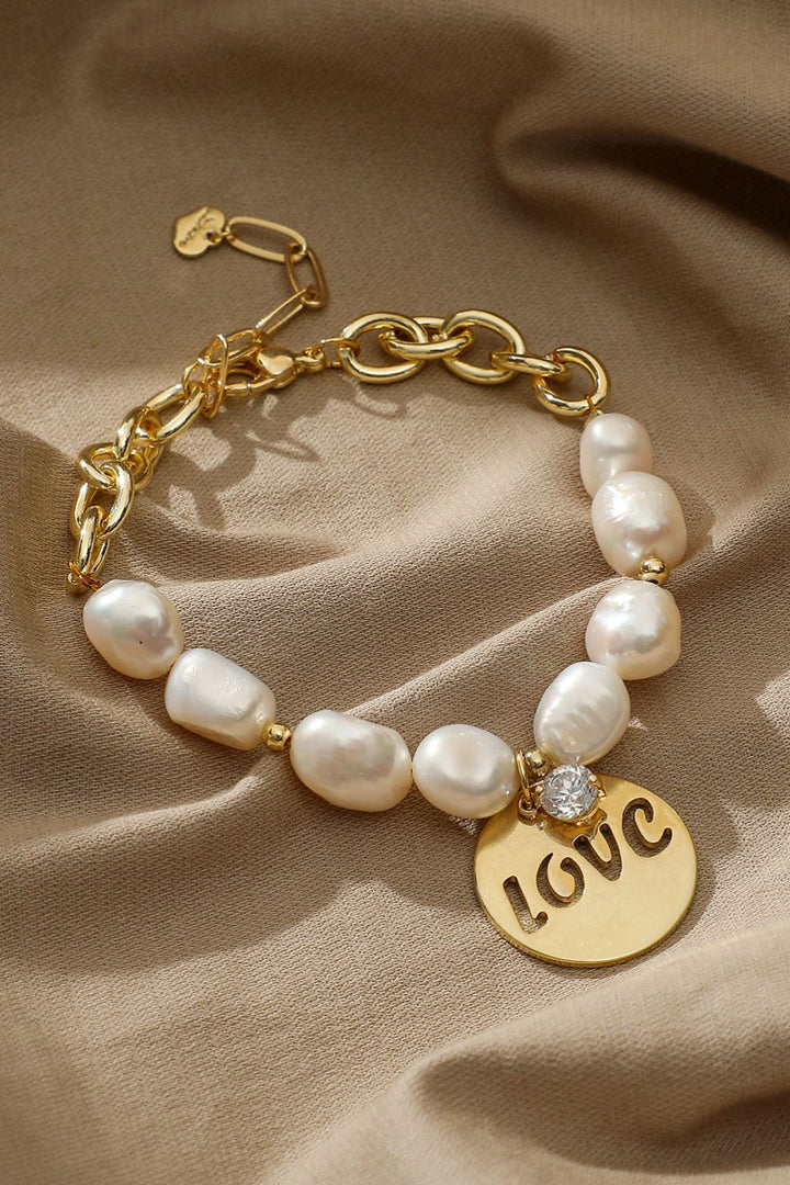 LOVE Freshwater Pearl Bracelet - Cheeky Chic Boutique