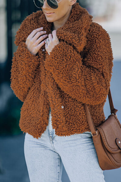 Chestnuts Roasting Fuzzy Jacket - Cheeky Chic Boutique