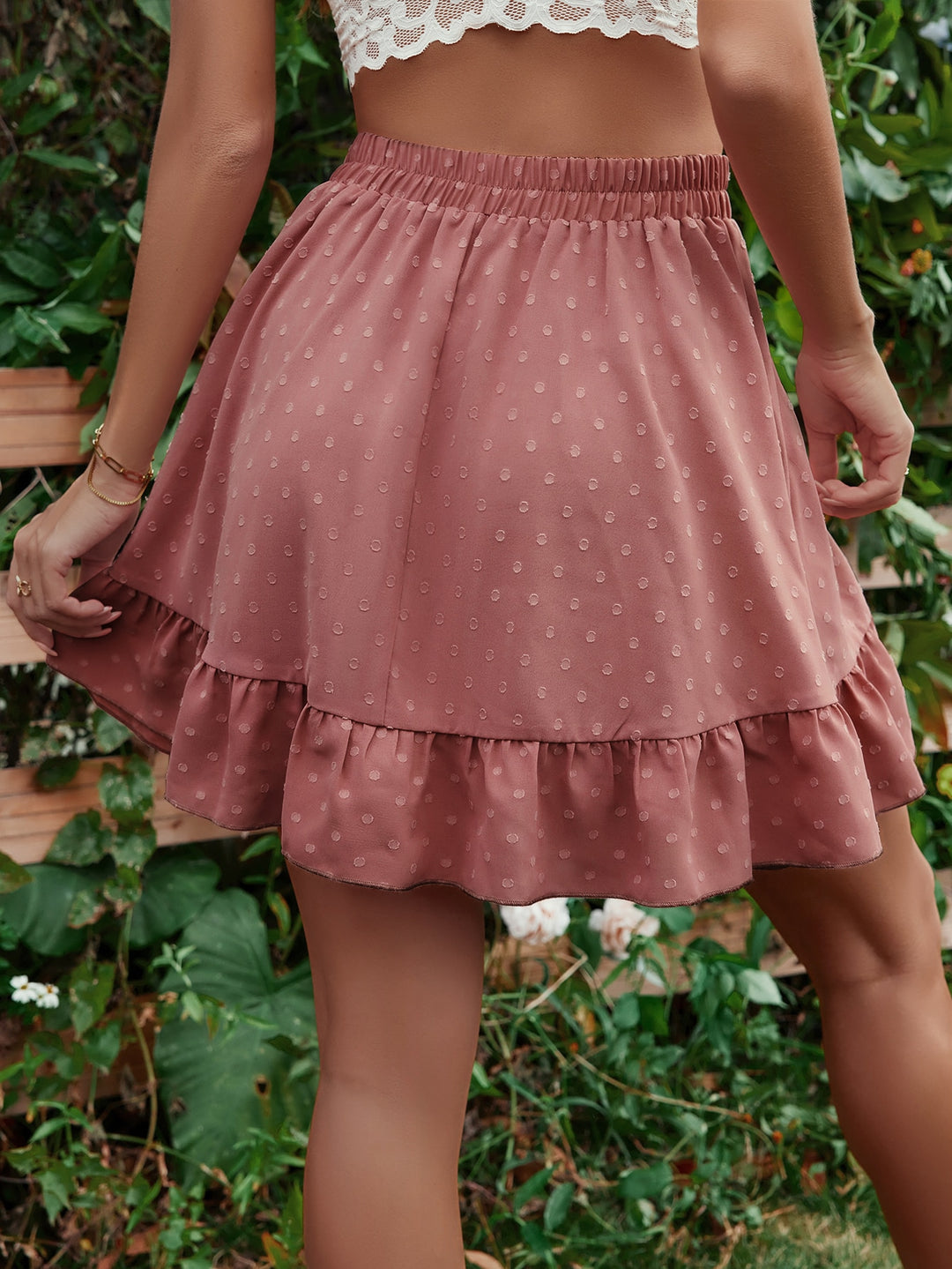 Ruffle Hem Elastic Waist Mini Skirt - Cheeky Chic Boutique