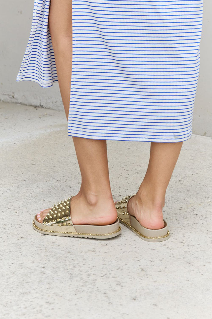 Forever Link Studded Double Strap Platform Slide Sandal - Cheeky Chic Boutique