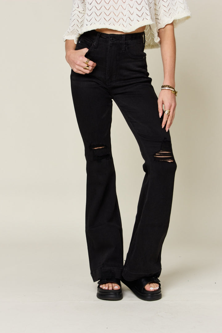 Made for Midnight Distressed Flare Jeans - Cheeky Chic Boutique