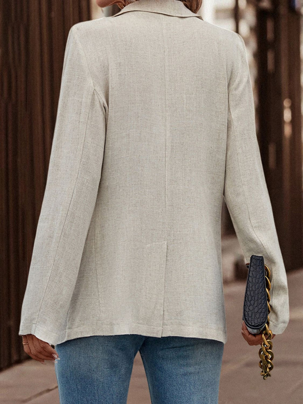 Lapel Collar Long Sleeve Blazer - Cheeky Chic Boutique