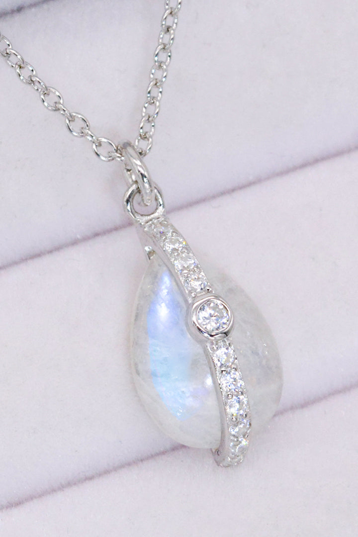 Natural Moonstone and Zircon Pendant Necklace - Cheeky Chic Boutique