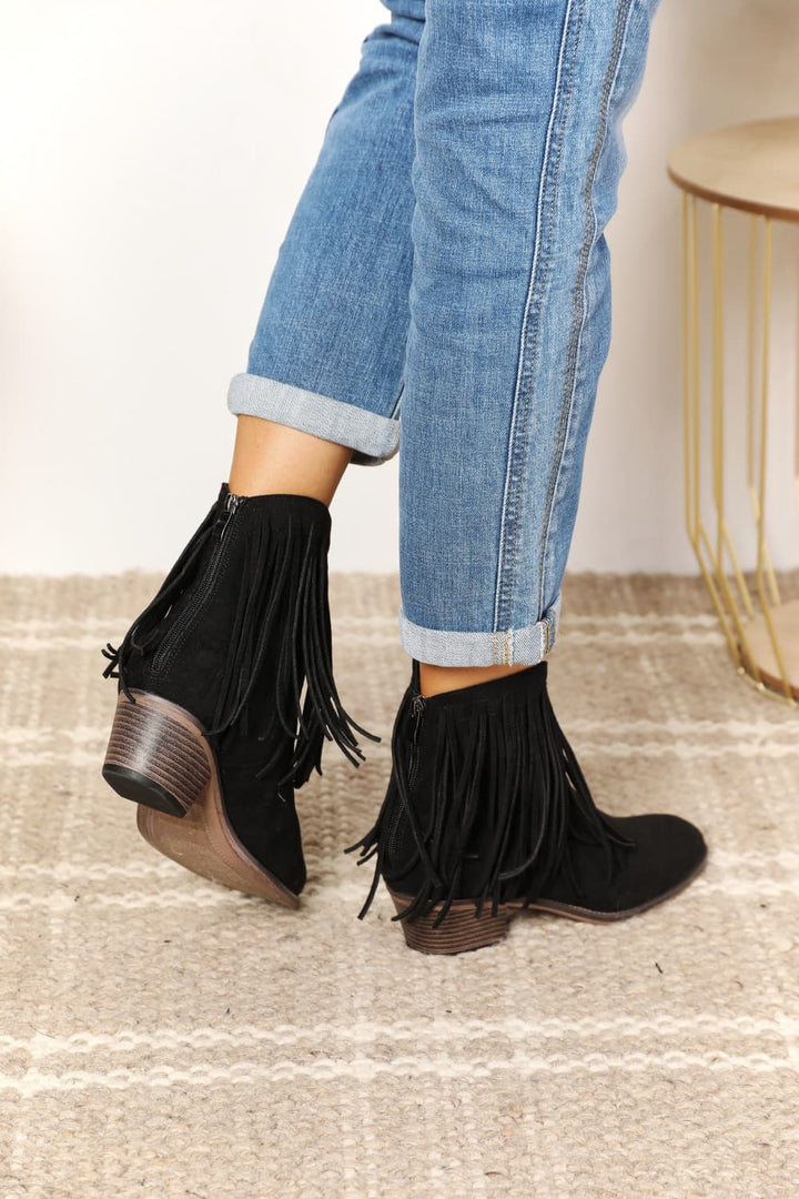 Midnight Cowboy Fringe Ankle Boots - Cheeky Chic Boutique