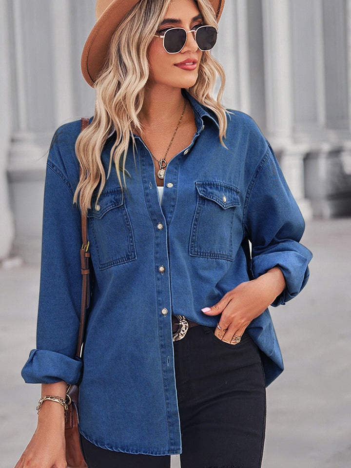 Saturday Night Denim Shirt - Cheeky Chic Boutique