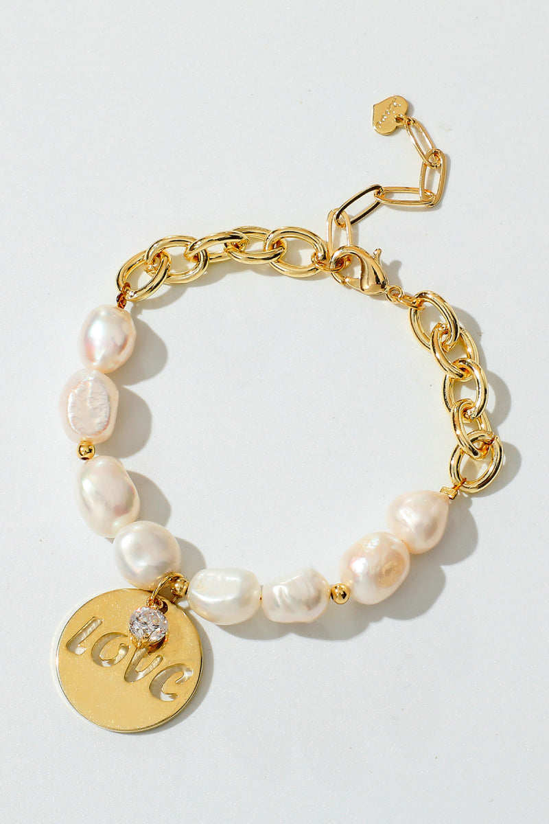 LOVE Freshwater Pearl Bracelet - Cheeky Chic Boutique