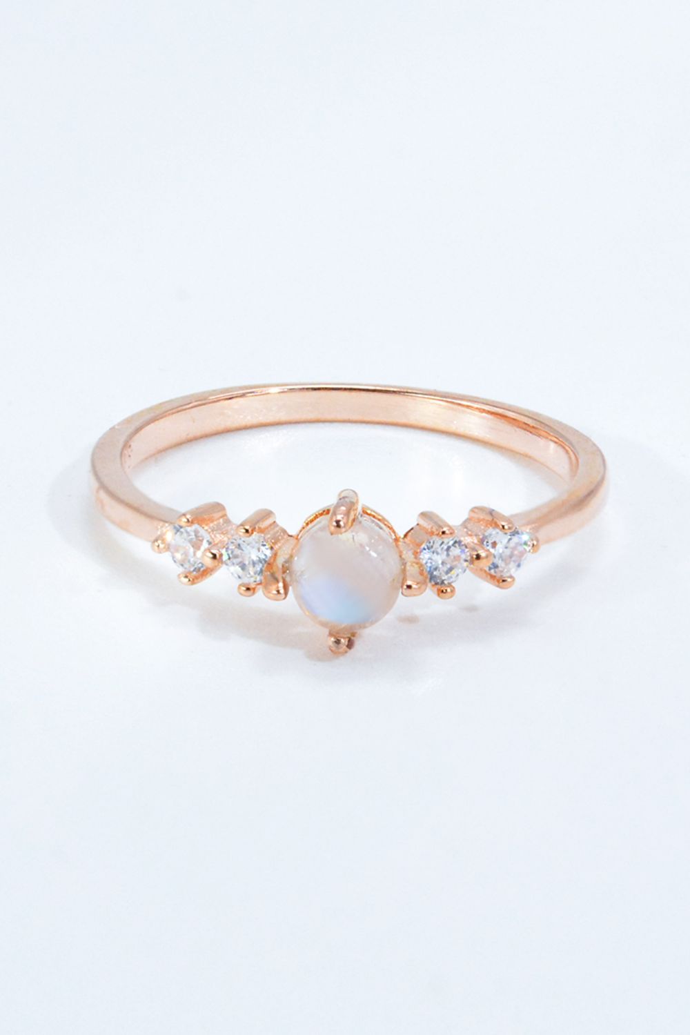 Natural Moonstone and Zircon 18K Rose Gold-Plated Ring - Cheeky Chic Boutique