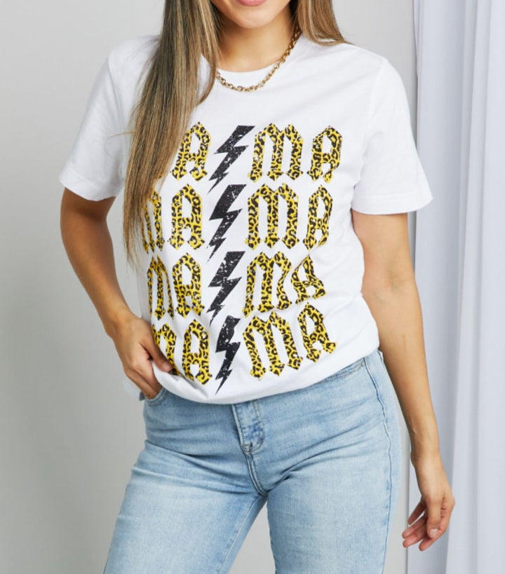 mineB Full Szie MAMA Leopard Lightning Graphic Tee - Cheeky Chic Boutique