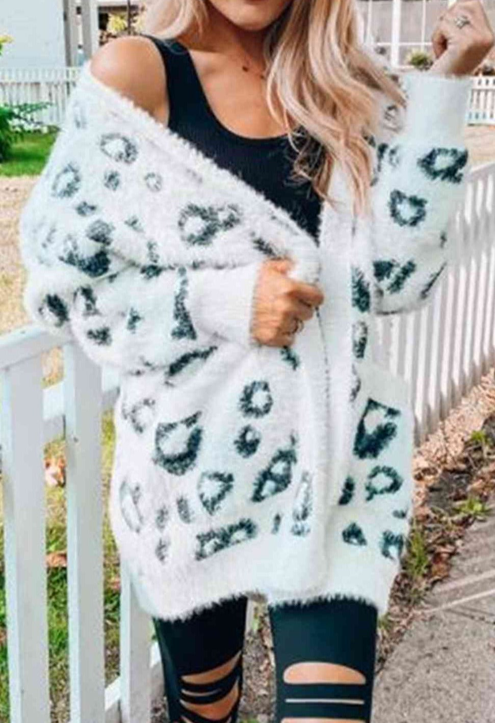 Snow Leopard Cardigan - Cheeky Chic Boutique
