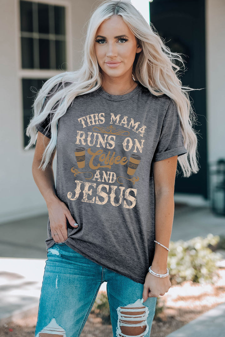 Slogan Graphic Round Neck Tee - Cheeky Chic Boutique
