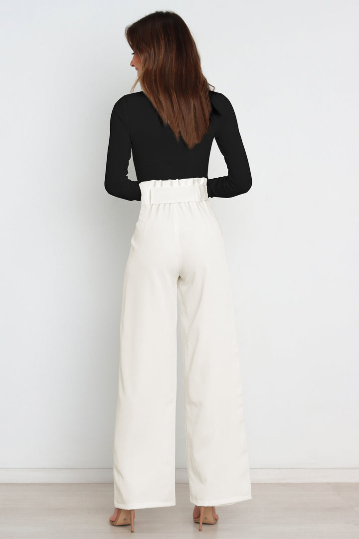 Tie Front Paperbag Wide Leg Pants - Cheeky Chic Boutique