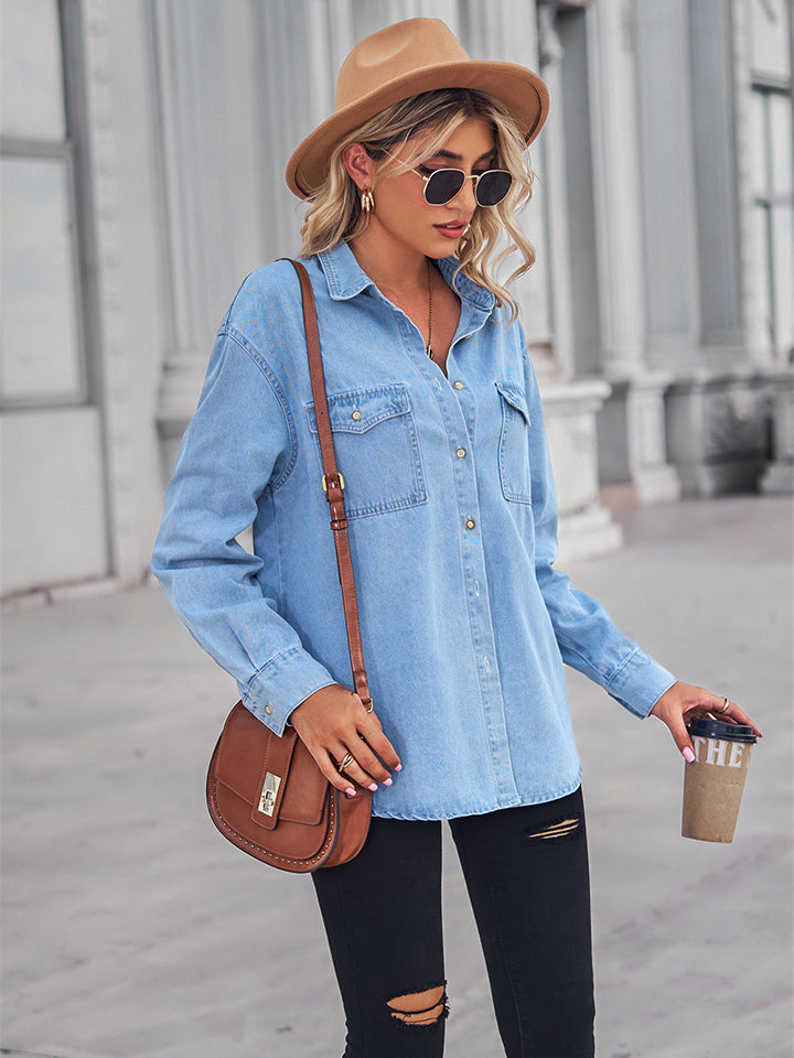 Saturday Night Denim Shirt - Cheeky Chic Boutique