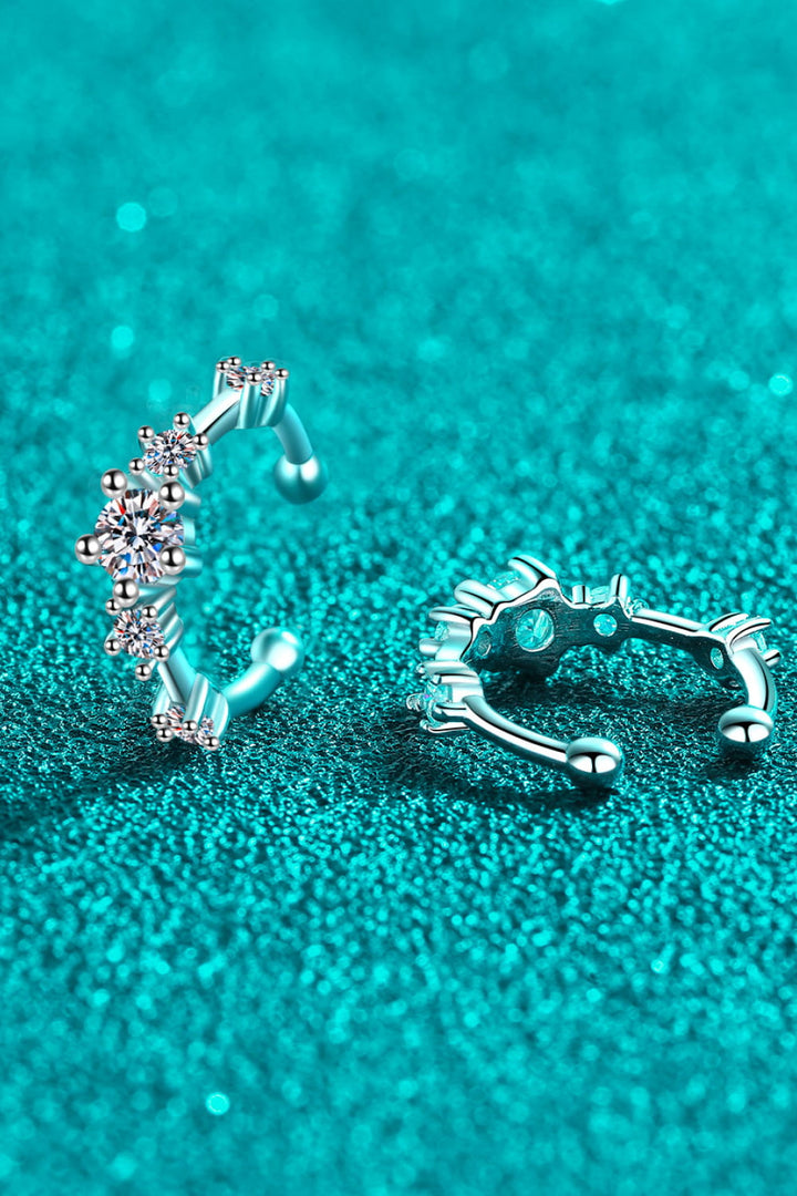 Kora Moissanite Rhodium-Plated Cuff Earrings - Cheeky Chic Boutique