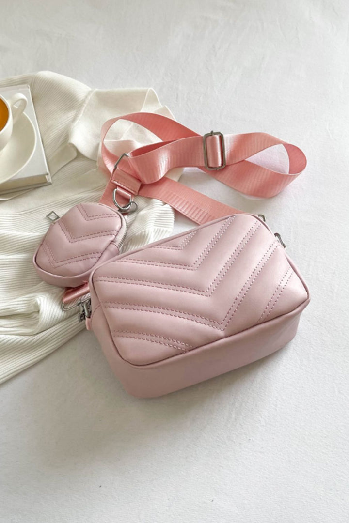 PU Leather Shoulder Bag with Small Purse - Cheeky Chic Boutique