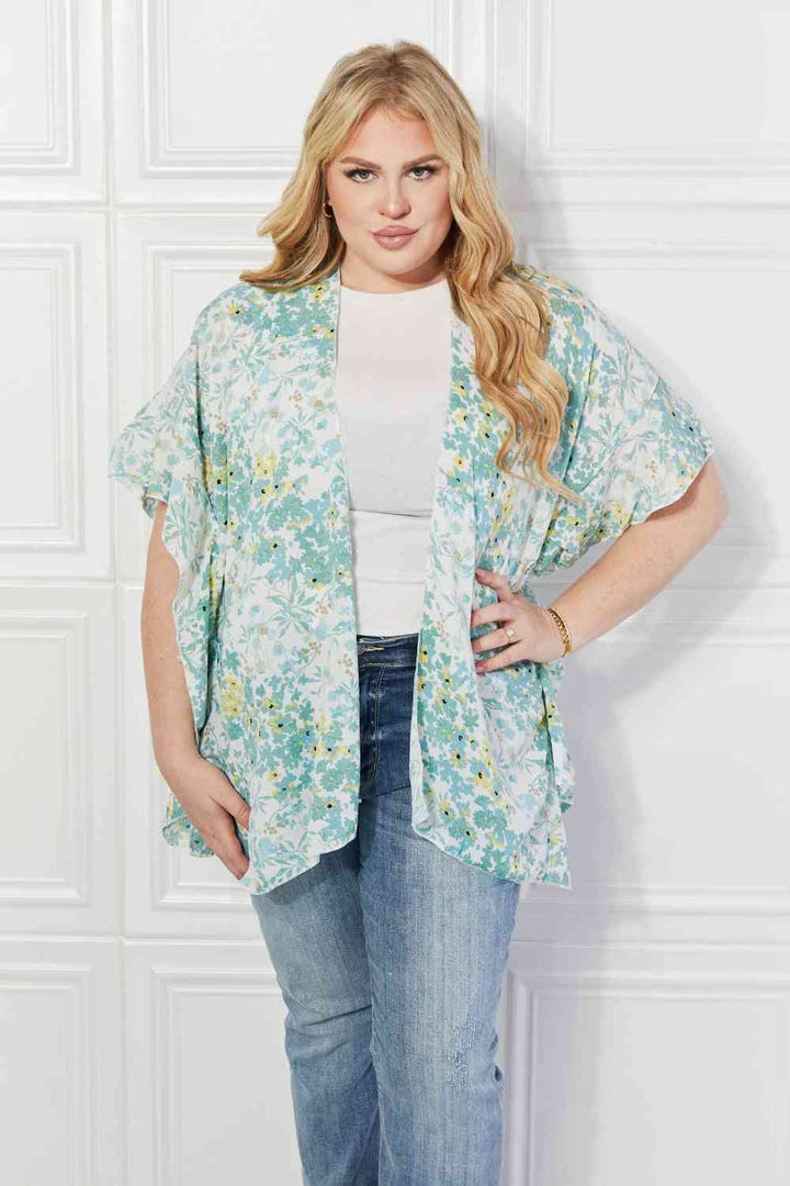 Justin Taylor Fields of Poppy Floral Kimono in Green - Cheeky Chic Boutique