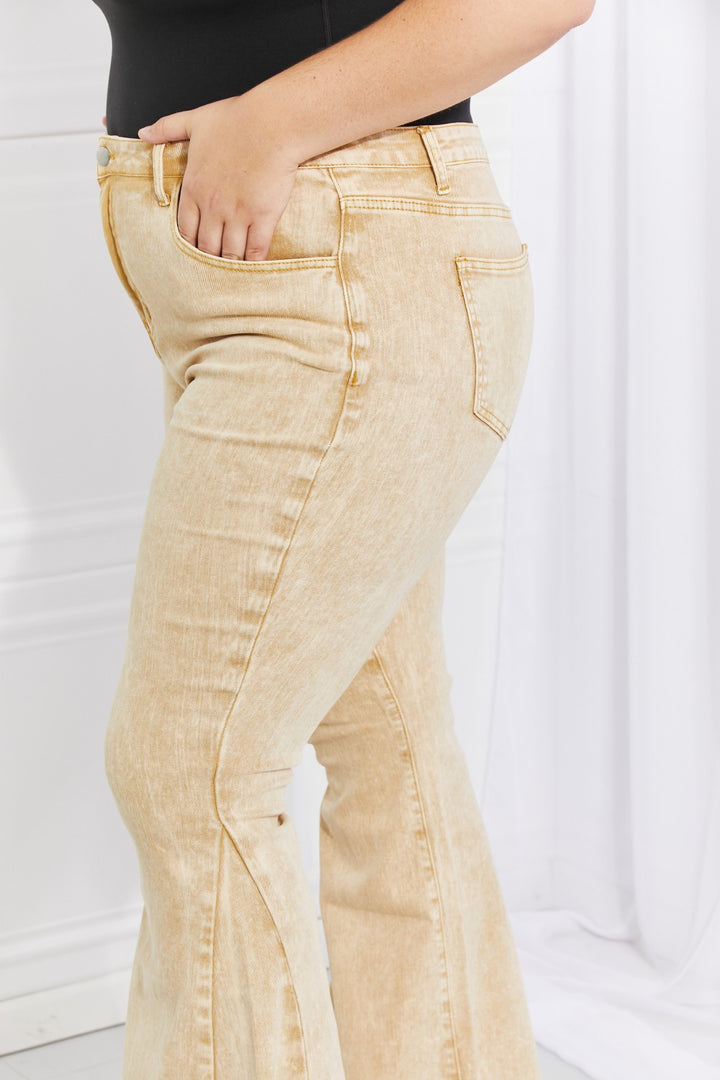 Color Theory Flip Side Fray Hem Bell Bottom Jeans in Yellow - Cheeky Chic Boutique