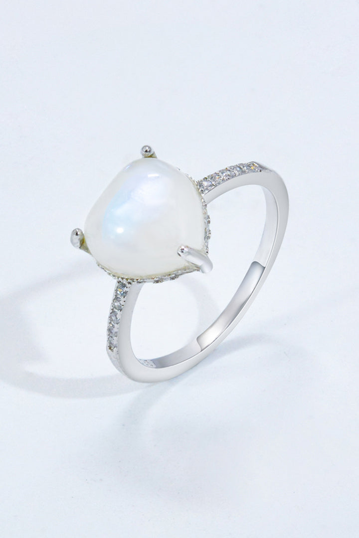 Heart-Shaped Natural Moonstone Ring - Cheeky Chic Boutique