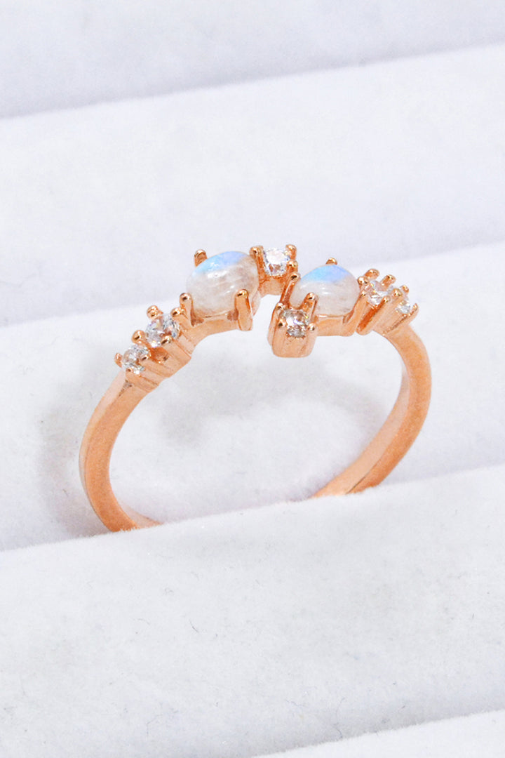 Natural Moonstone and Zircon Open Ring - Cheeky Chic Boutique