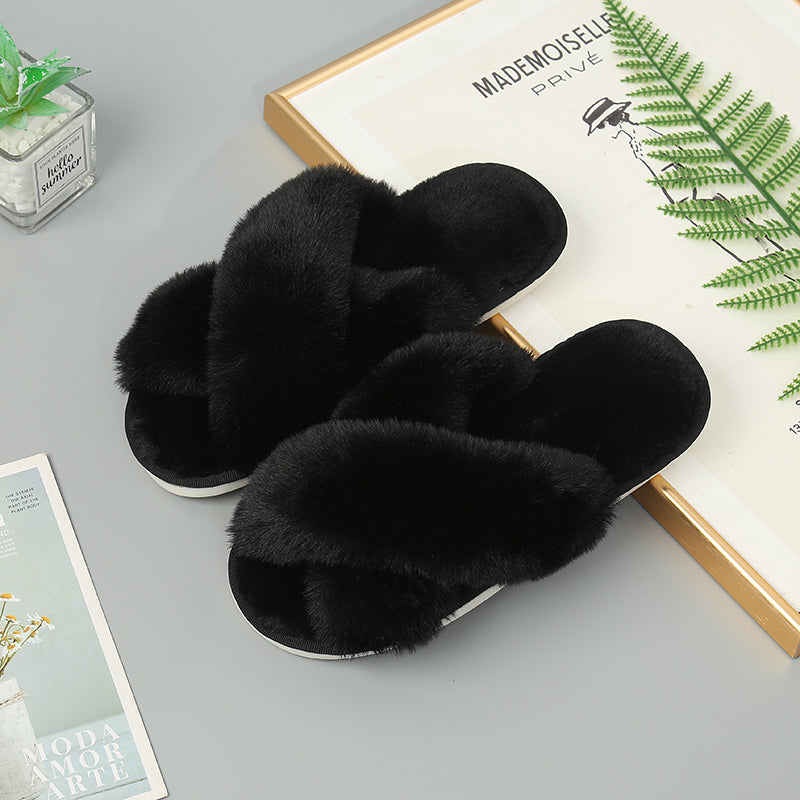 Movie Night Faux Fur Slippers - Cheeky Chic Boutique