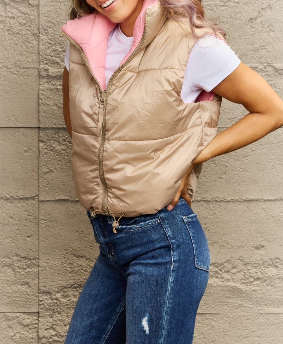 Macaroon Reversible Puffer Vest - Cheeky Chic Boutique