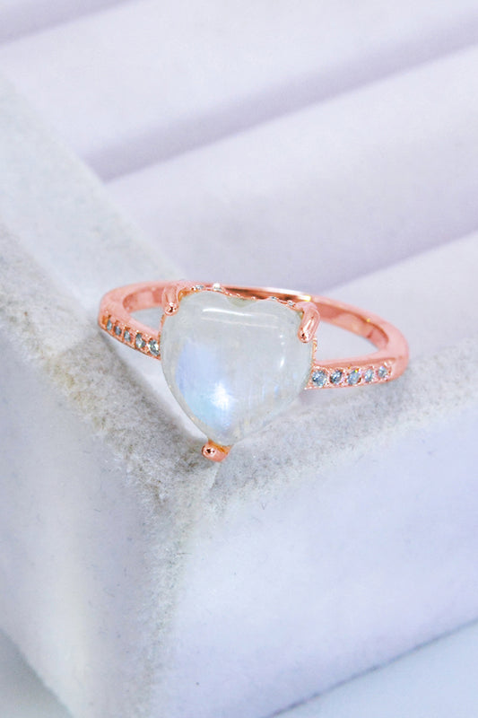 Heart-Shaped Natural Moonstone Ring - Cheeky Chic Boutique