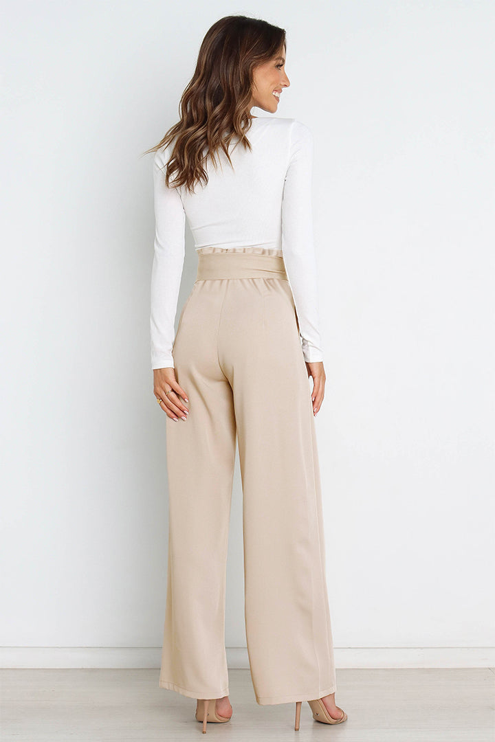 Tie Front Paperbag Wide Leg Pants - Cheeky Chic Boutique
