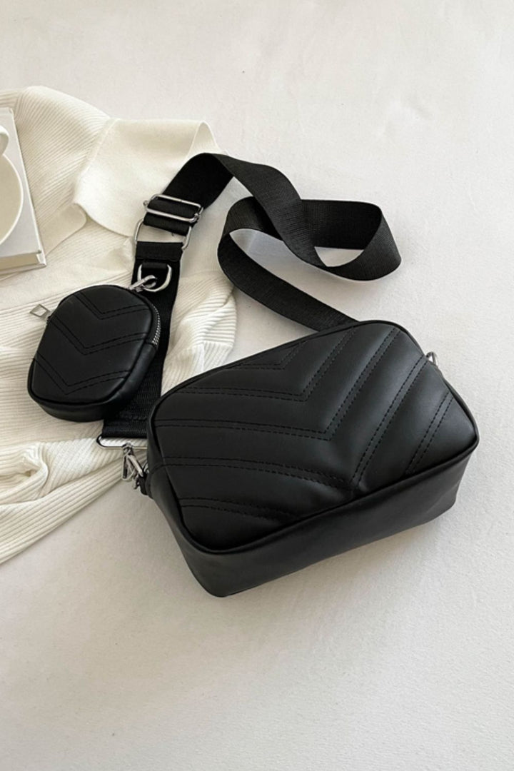 PU Leather Shoulder Bag with Small Purse - Cheeky Chic Boutique