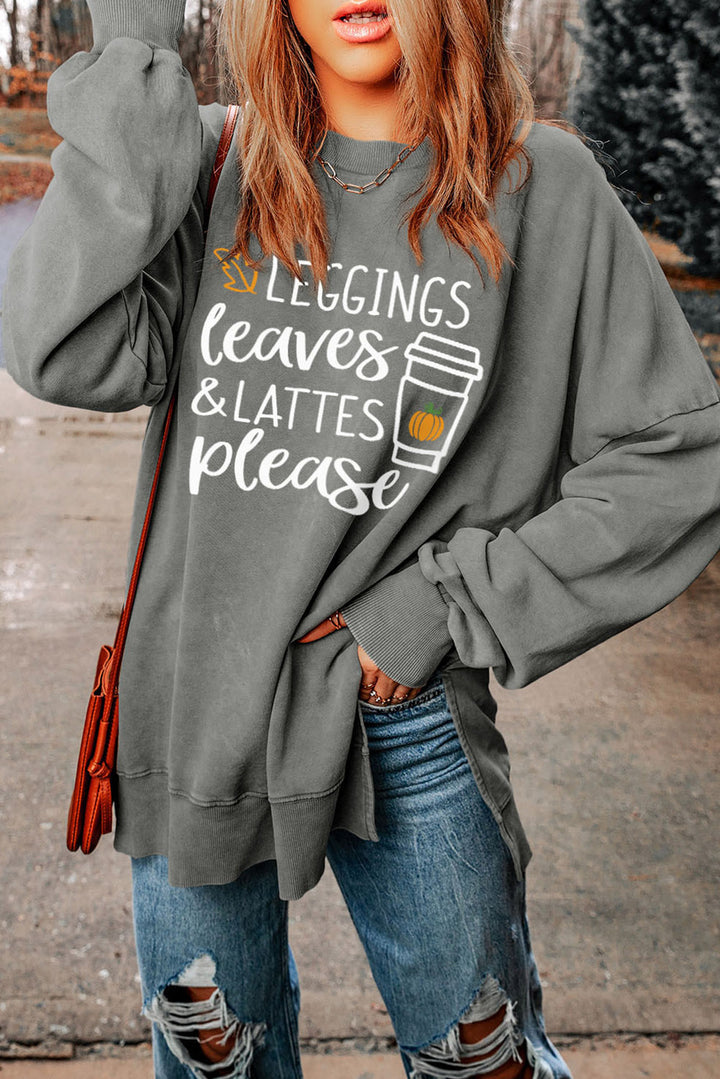 Leggings Leaves Lattes Please Graphic Sweatshirt - Cheeky Chic Boutique