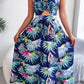 PRE-ORDER Botanical Print Tied Backless Cutout Slit Dress - Cheeky Chic Boutique