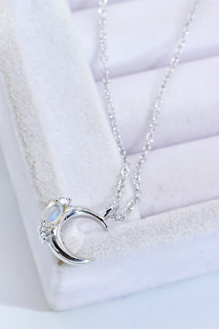 Natural Moonstone Moon Pendant Necklace - Cheeky Chic Boutique