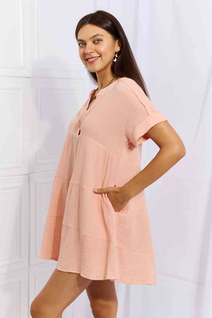 HEYSON Easy Going Full Size Gauze Tiered Ruffle Mini Dress - Cheeky Chic Boutique