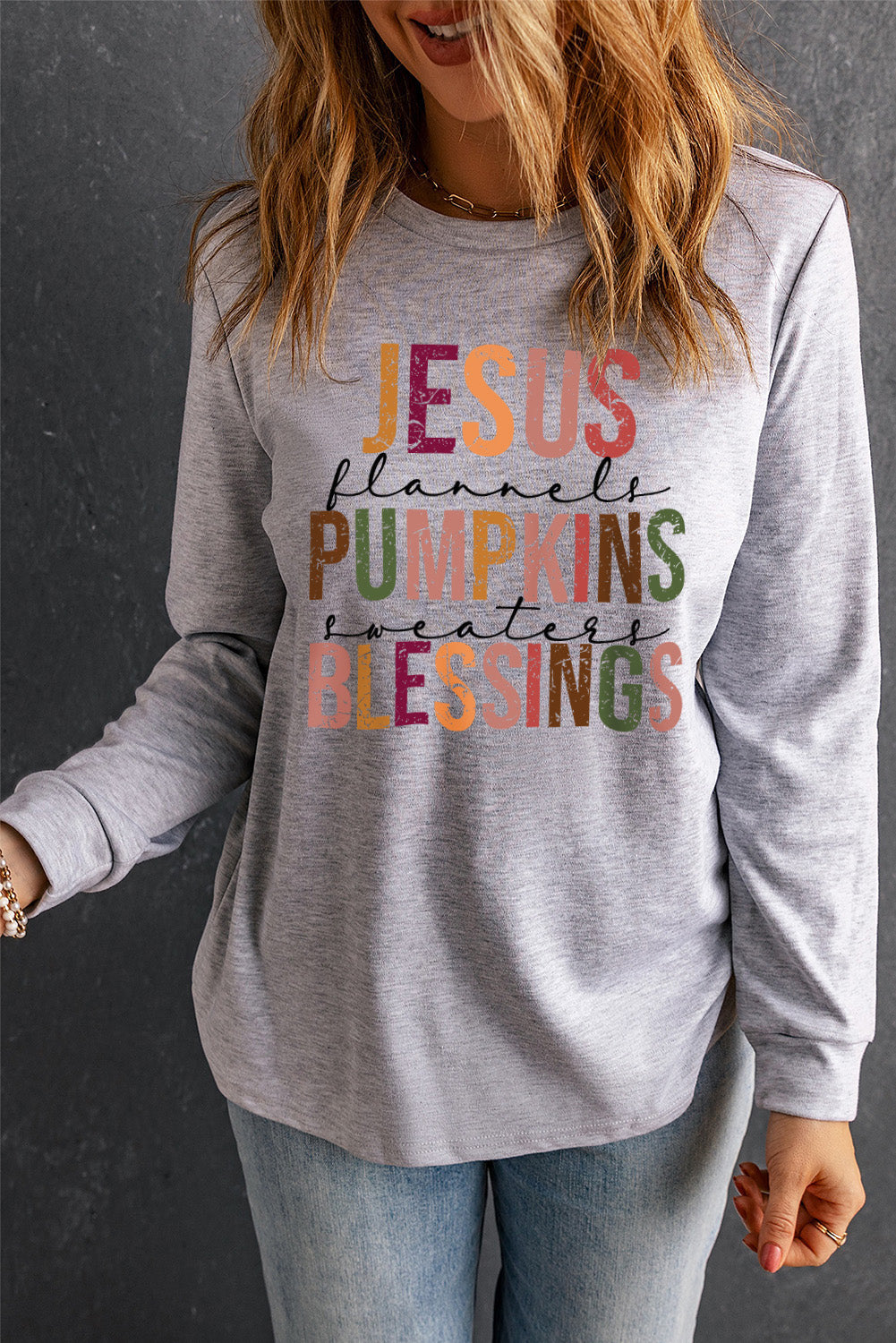 Letter Graphic Long Sleeve Tee - Cheeky Chic Boutique