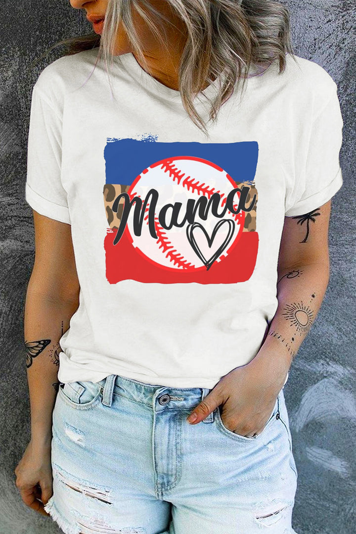 MAMA Heart Graphic Round Neck T-Shirt - Cheeky Chic Boutique