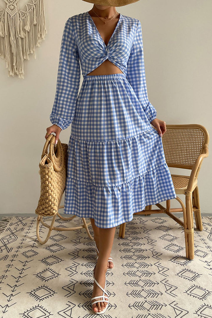 No Place Like Home Plaid Midi Dress - Cheeky Chic Boutique