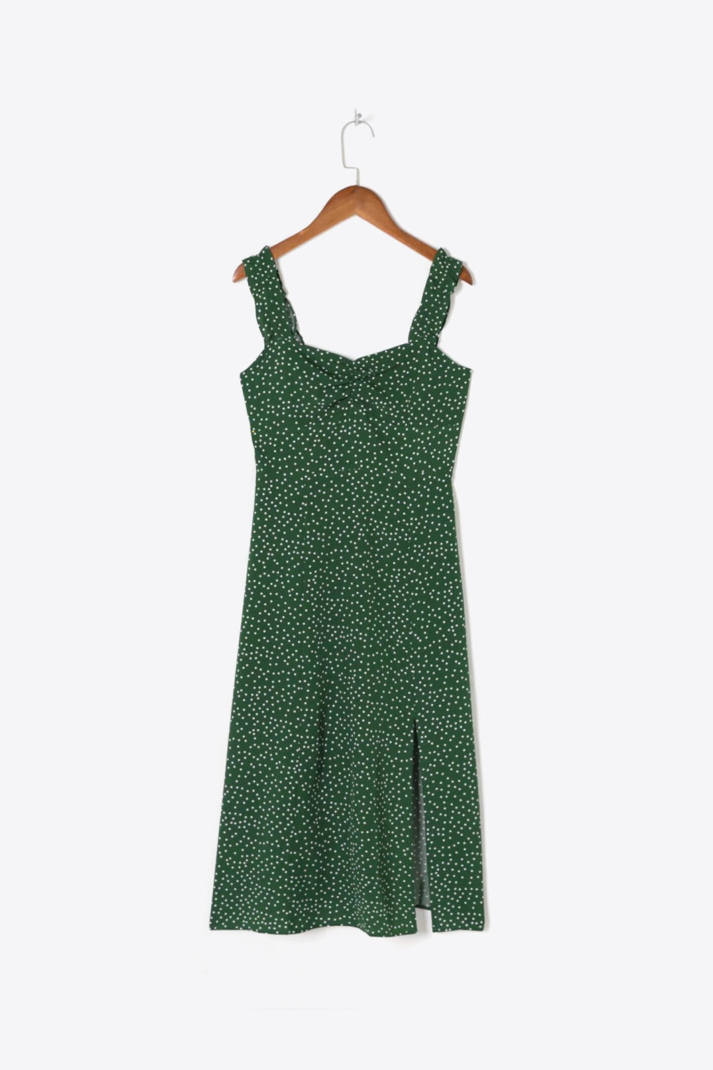 Time of Your Life Polka Dot Ruffle Strap Slit Dress - Cheeky Chic Boutique