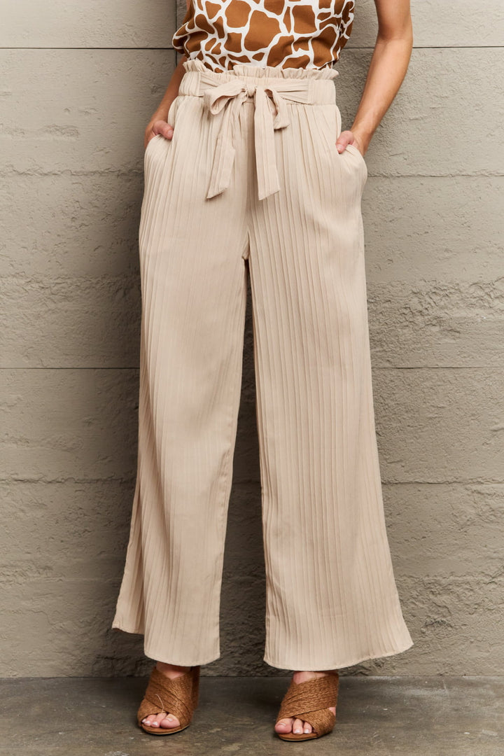 Tie Waist Long Pants - Cheeky Chic Boutique