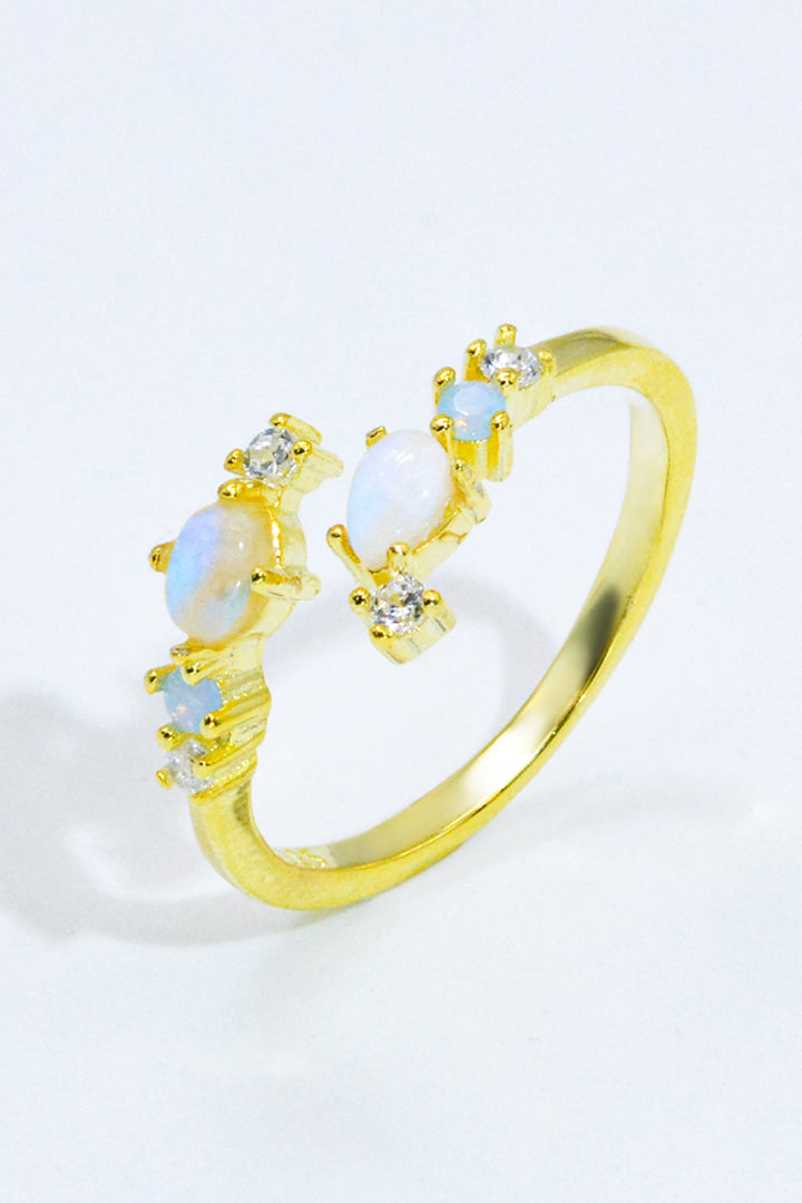 Natural Moonstone and Zircon Open Ring - Cheeky Chic Boutique