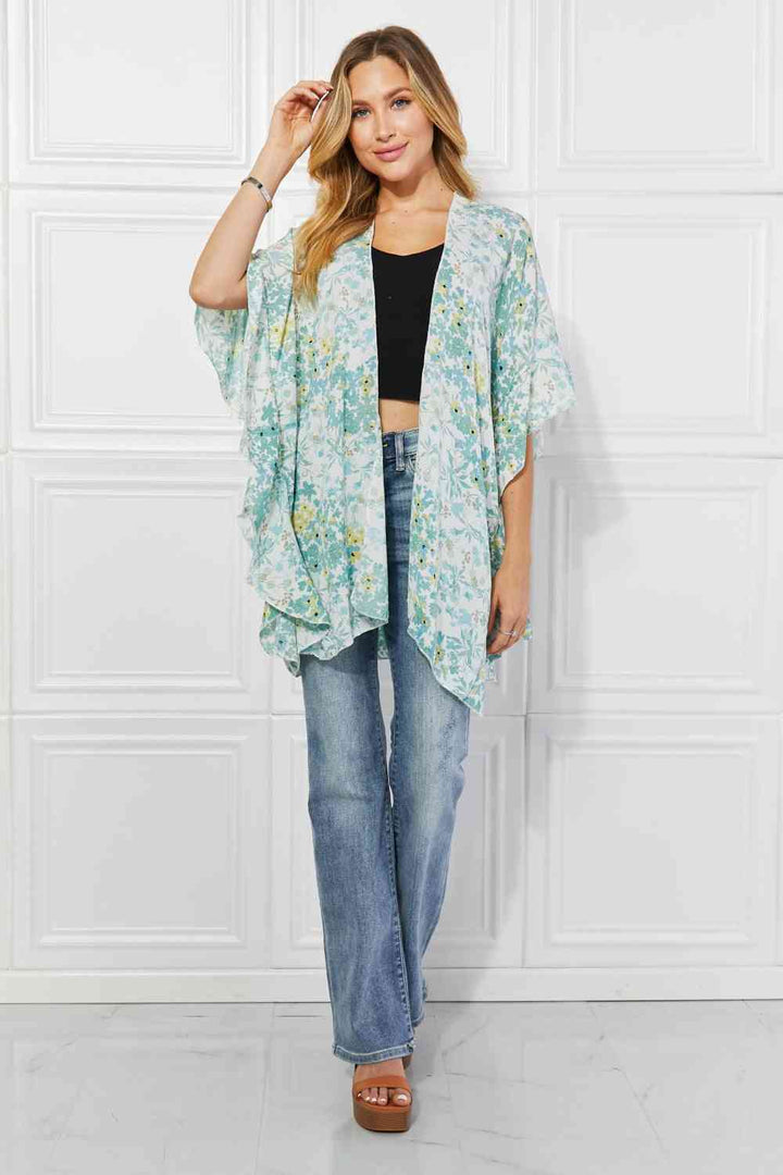 Justin Taylor Fields of Poppy Floral Kimono in Green - Cheeky Chic Boutique