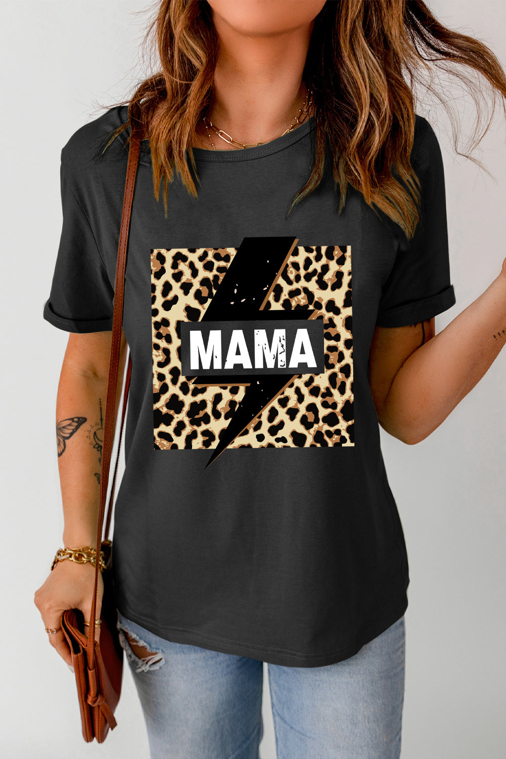 MAMA Leopard Lightning Graphic Tee Shirt - Cheeky Chic Boutique