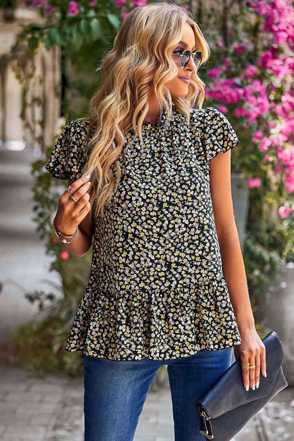 By Your Side Floral Blouse - Cheeky Chic Boutique