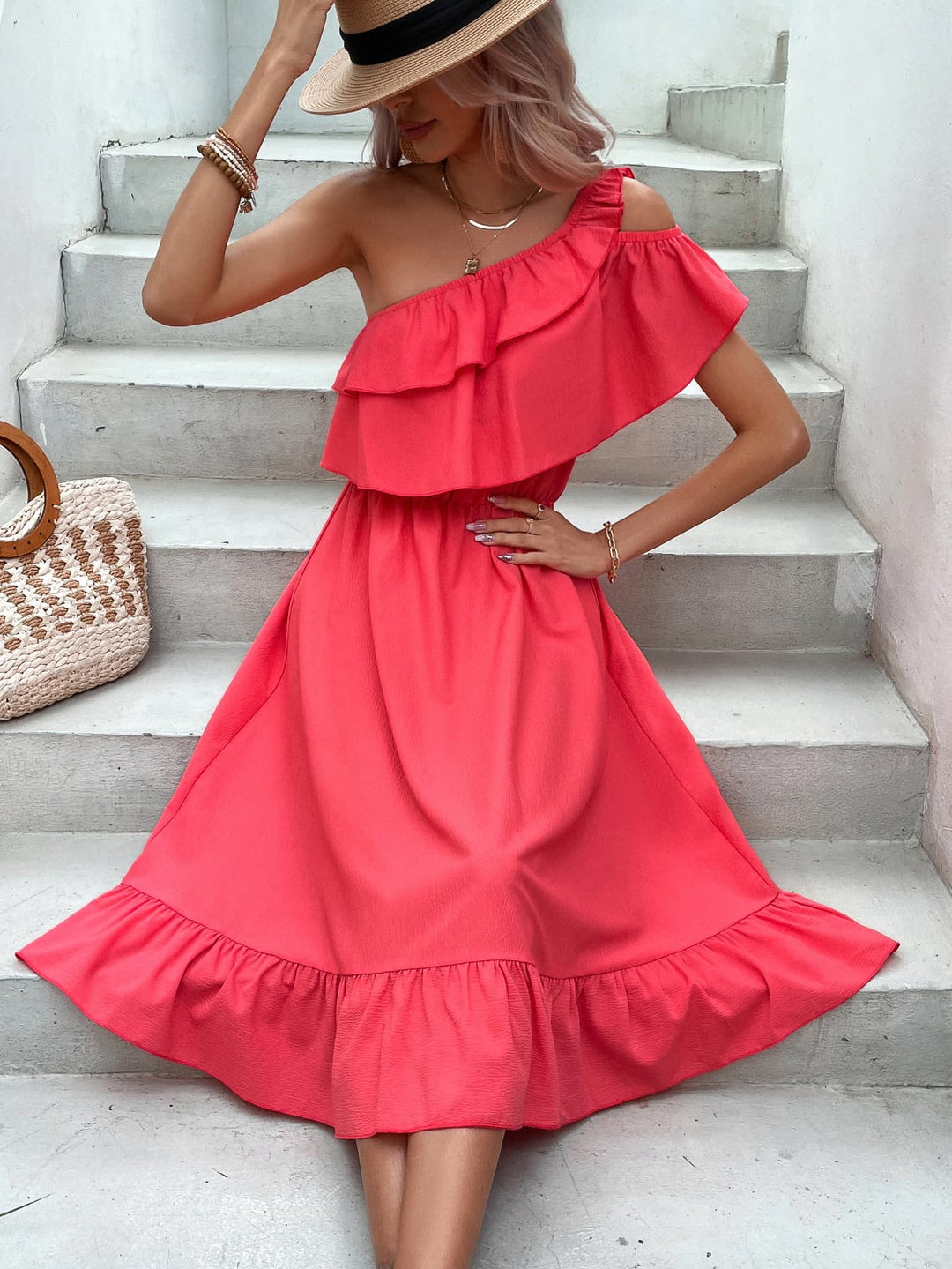 Meet Me in Paradise One-Shoulder Dress - Cheeky Chic Boutique